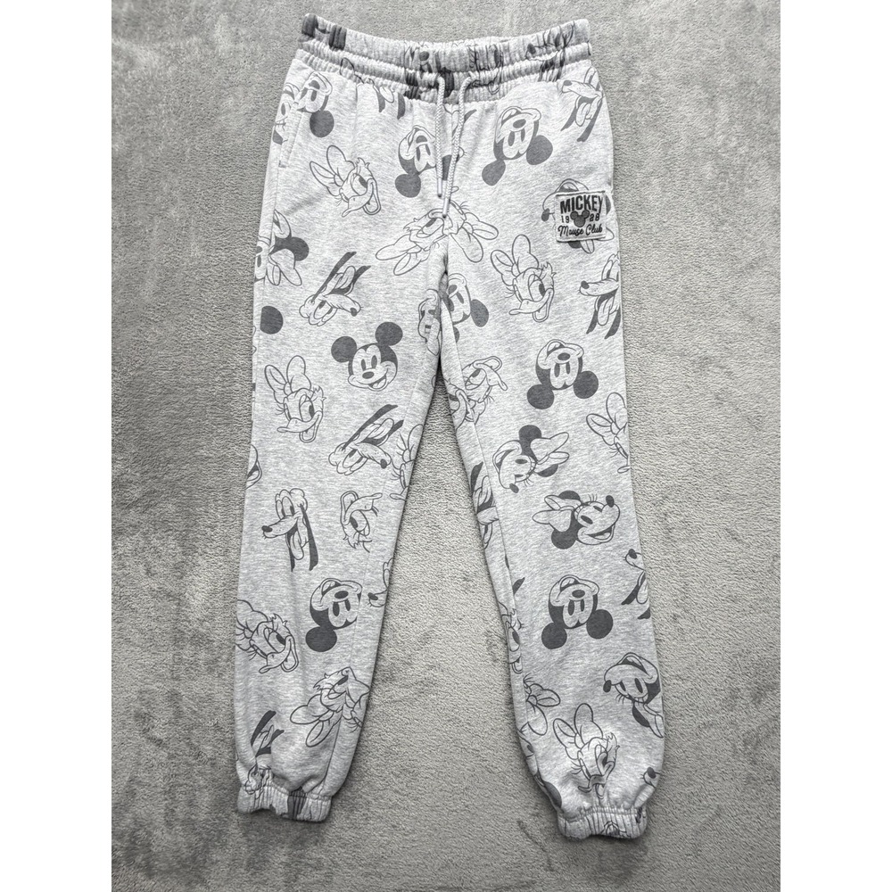 Disney Pants Womens Lβ Gray Mickey Mouse Jogger Fleece Elastic Waist Pockets